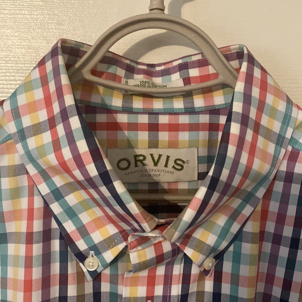 Orvis Colorful Checkered Button Down Shirt